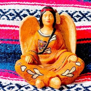 Vintage Hand painted Ceramic American Indian Woman W/Wings Made For Collections